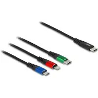 DeLOCK 3 in 1 - Kun lade-kabel - USB-C hann til Micro-USB type B, Lightning, USB-C hann - 1 m - svart