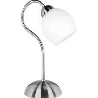 Orion Doma bordlampe, satin nikkel, høyde 30 cm, glass