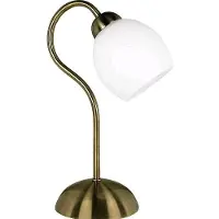 Orion Doma bordlampe, antikk messingfarge, høyde 30 cm, glass