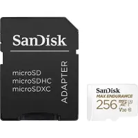 SanDisk Max Endurance - Flashminnekort (microSDXC til SD-adapter inkludert) - 256 GB - Video Class V30 / UHS-I U3 / Class10 - microSDXC UHS-I