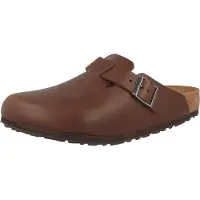 Birkenstock for man. 1023449 Leather Boston Grip Clogs (Regular Fit) Natural Roast (45), Brown, Flat, Buckle, Casual