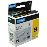 Dymo Rhino krympestrømpe, 12mm, 1.5m, sort på hvit