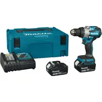 Makita DDF489RTJ, Elektrisk skrutrekker, Pistolhåndtak, 1/2", Sort, Blå, Stål, Deep discharge, Børsteløs