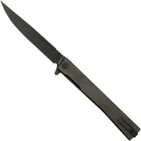 Ocaso Solstice Straight Black foldekniv, Black Titanium