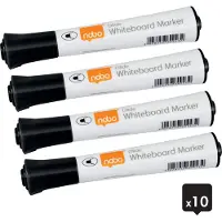 Nobo Glide whiteboard marker rund spids 2 mm hurtigttørende blæk, pakke/10 stk. Sort