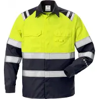 Fristads Skjorte Flamestat 7051 ATS, klasse 1 Varselgul/marineblå XS