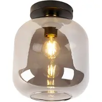 QAZQA Smart taklampe sort med gull og røykglass inkl. Wifi A60 - Zuzanna