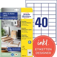 Avery LR3657-10 adresseetiketter 48,5 x 25,4 mm resirkulert papir permanent