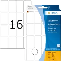 Herma - Papir - selv-adhesiv - hvit - 25 x 40 mm 512 etikett(er) (32 ark x 16) merkelapper