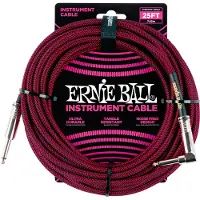 Ernie Ball P06062 25ft Straight-Angle Braided Instrument Cable Red