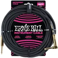 Ernie Ball P06081 10ft Straight-Angle Braided Cable Black/Gold