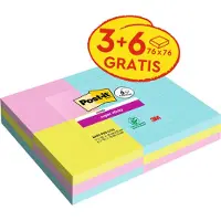 Post-It Super Sticky Notes3 linjerede- + 6 standard blokke blandede størrelser 90ark/blk 9blk/pak Co