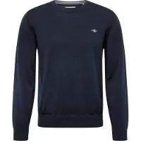 Gant for man. 8030561 Classic navy crew neck jumper (4XL), Casual, Cotton, Long sleeve