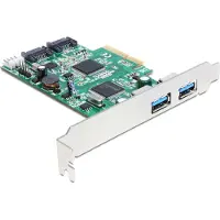 DeLOCK PCI Express-kort > 2 x ekstern USB 3.0, 2 x intern SATA 6 Gb/s - Speicher/USB3.0-kontroller - USB 3.0 / SATA 6 Gb/s - 600 MBps - PCIe 2.0 x4 (89359)