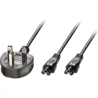 Lindy 30428, 2,5 m, Strømplugg type G, 2 x C5-kopling, H03VVH2-F