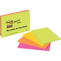 Post-It 7100235019, Rektangel, Grønn, Oransje, Rosa, Gult, Papir, 101 mm, 152 mm, 45 ark