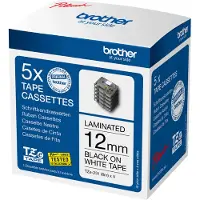Brother TZe-231 - Adhesiv - svart på hvitt - Rull (1,2 cm x 8 m) 1 kassett(er) laminert teip (en pakke 5) - for P-Touch PT-1010, 1090, 1230, 1280, ...