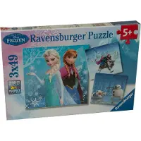 Disney Frozen Puslespill - 3x49 Brikker - Vintereventyr - - OneSize - Puslespill