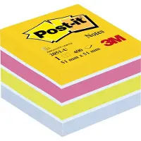Post-It 2051-U, firkant, Blå, Grønn, Rosa, Gult, Papir, 51 mm, 51 mm, 400 ark