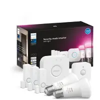 Philips Hue Startsett: 2 Stk. E27 Lyspærer (1100 Lm) + 3 Stk. Kontaktsensor + Motion Sensor