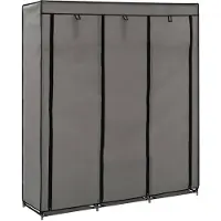 vidaXL Garderobe med skap og stenger grå 150x45x175 cm stoff