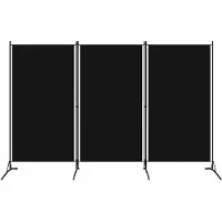 vidaXL Romdeler 3 paneler svart 260x180 cm