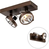 QAZQA Design spotlight mørk bronse 2-lys roterbar og tiltbar - Go