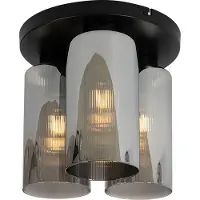 QAZQA Art Deco taklampe svart med røykglass 3-lys - Laura
