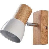 LINDBY veggspot Thorin, 14 cm høy, hvit, tre, E14