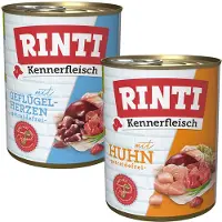 Rinti Økonomipakke Kennerfleisch 24 x 800 g - Fjærkrehjerter