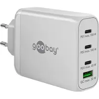 Goobay 100W GaN-hurtiglader med flere porter - 3x USB-C, USB-A - hvit