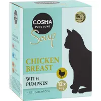 Cosma Økonomipakke Soup 24 x 40 g - Kylling & laks med squash og gulrøtter