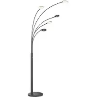 Fischer & Honsel Leuchten LED-gulvlampe Dent, svart, 225 cm, metall, CCT, 5 lyskilder, 500 lm, 12000 h,