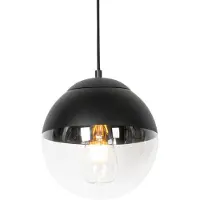 QAZQA Retro pendellampe svart med klart glass 20 cm - Eclipse