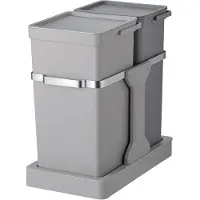 EKO Avfallsbeholder, , grå, plast/stål, 2-roms, 20+15 l, uttrekkssystem, for kildesortering