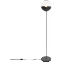 QAZQA Retro gulvlampe sort med klart glass - Eclipse