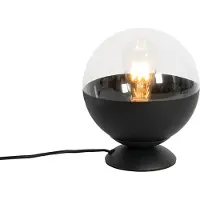 QAZQA Retro bordlampe sort med klart glass - Eclipse