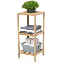 24hShop Baderomsstativ i bambustre med 3 hyller