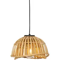 QAZQA Oriental Hengelampe Svart med Naturlig Bambus 30 cm - Pua