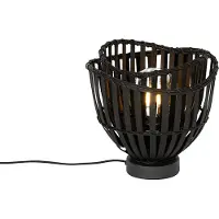 QAZQA Oriental bordlampe svart bambus - Pua
