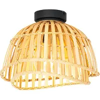 QAZQA Oriental taklampe sort med naturlig bambus 30 cm - Pua