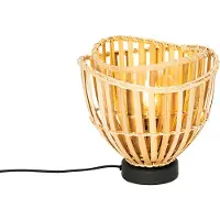 QAZQA Oriental bordlampe svart med naturlig bambus - Pua