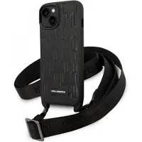 Karl Lagerfeld Monogram Plaque Logo Strap-etui for iPhone 14 / 15 / 13 6,1" - Svart