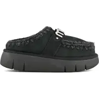Mou for woman. MU.FW531001A Bounce clog suede - letter logo (39), Leather, Black, 3 to 5 cm, None, Casual