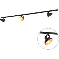 QAZQA 1-fase skinnesystem med 3 justerbare svarte spotlights - Magnax