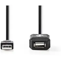 Nedis Ccgl60extbk200 Aktiv Usb 2.0-kabel Usb-a M-usb-a H 480 Mb/s Nikkelbelagt 20 M
