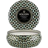 Voluspa 3-Wick Candle Decorative Tin French Linen 340g