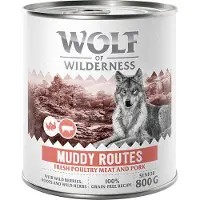 Wolf of Wilderness senior "Expedition" 6 x 800 g - Muddy Routes - Fjærkre med gris