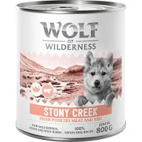 Wolf of Wilderness Junior “Expedition” 6 x 800 g - Stony Creek - Fjærkre med storfe