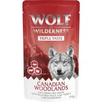 Wolf of Wilderness "Triple Taste" 12 x 125 g - Triple Taste Canada - Okse, torsk, kalkun